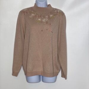 Alfred Dunner wool blend beaded sweater M pink